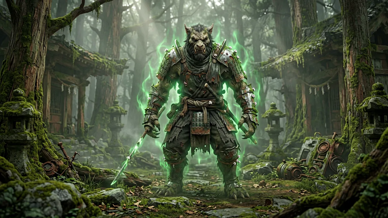 An elite corrupted malefact standing apart in a clearing, clearly more dangerous than the rest