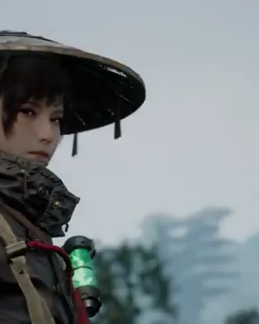 Emma in a straw hat in an official Beast of Reincarnation PlayStation trailer frame