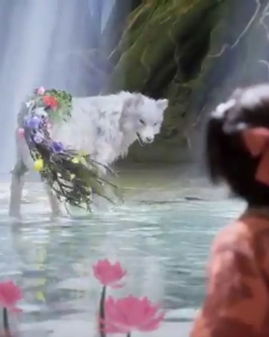 Koo stands beside a waterfall in an official Beast of Reincarnation Xbox trailer frame