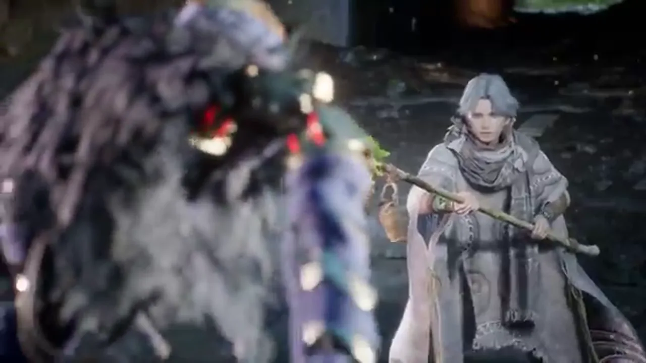 Emma faces a hostile figure in an official Beast of Reincarnation Xbox trailer frame