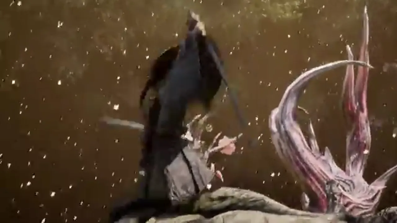 Emma battles a blighted creature in an official Beast of Reincarnation PlayStation trailer frame