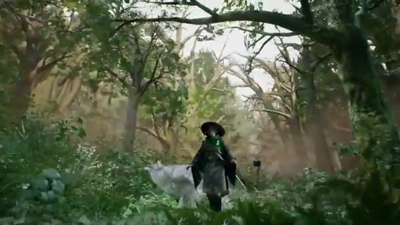 Emma and Koo walk through a dense forest in an official Beast of Reincarnation PlayStation trailer frame